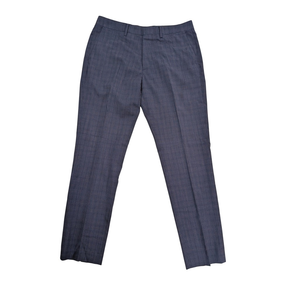 Bonobos Tollegno 1900 3D Wool Dress Pants Men's 34x32 Blue Plaid Athletic